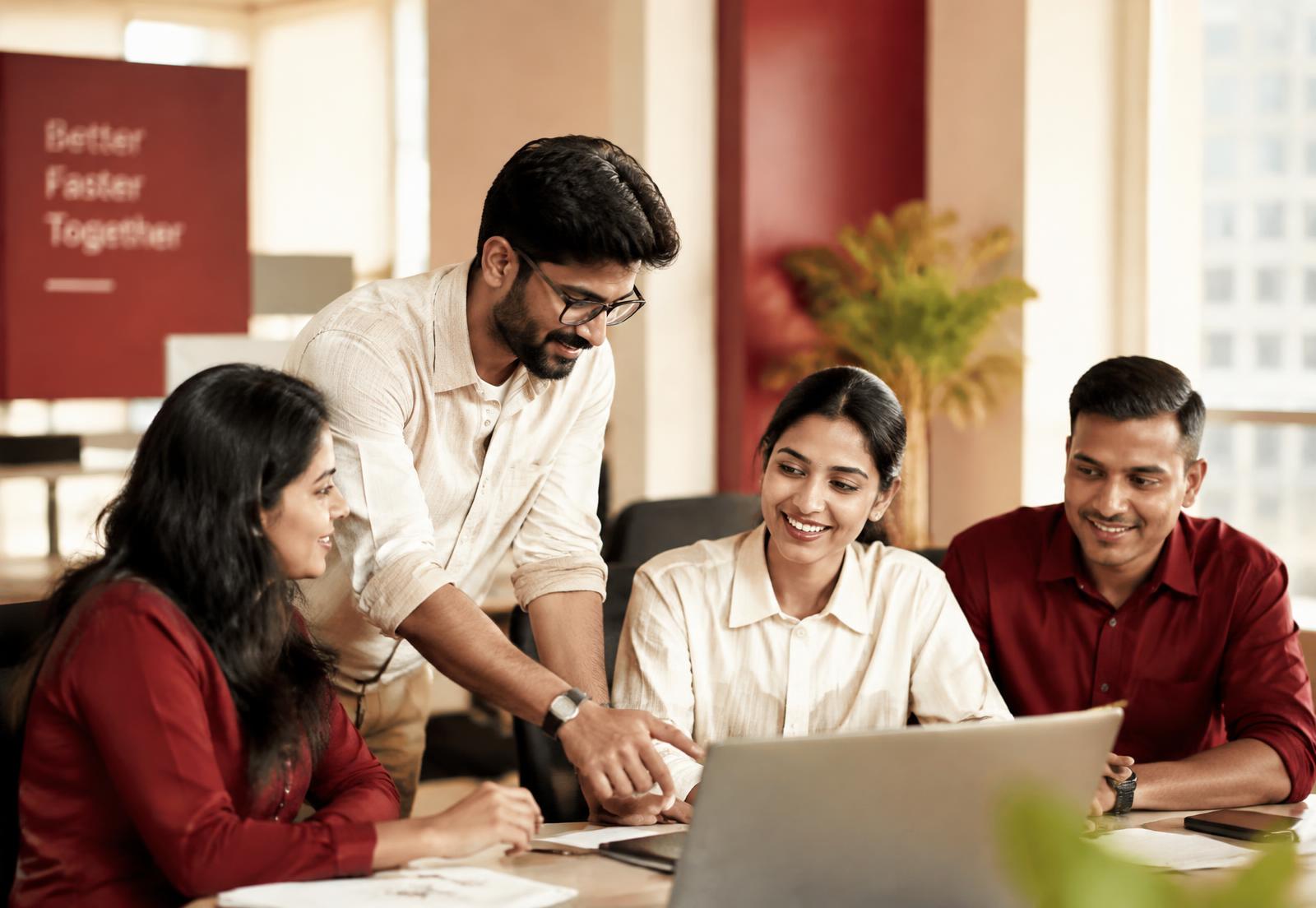 Recruitment consultants reviewing candidate profiles together